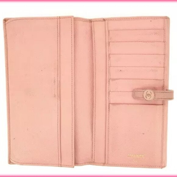 Chanel Wallet Purse Long Wallet Coco Button Pink Woman Authentic - Picture 7 of 9